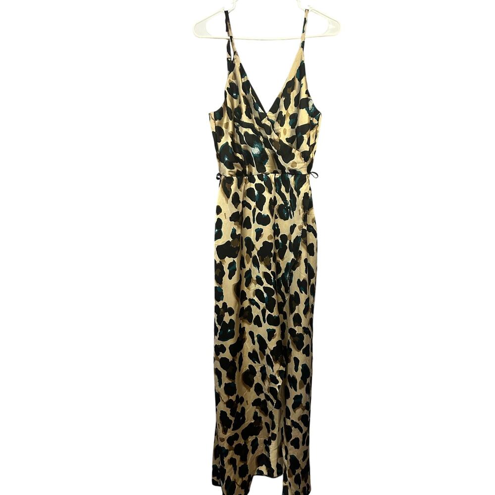John Zack strapless faux wrap animal print dress women's size 10 NEW
